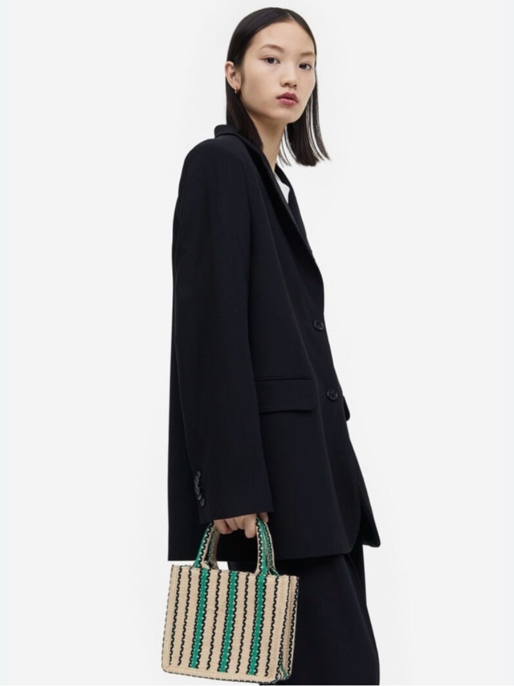 H&M • Jute Striped Mini Tote Bag - Picture 2 of 6